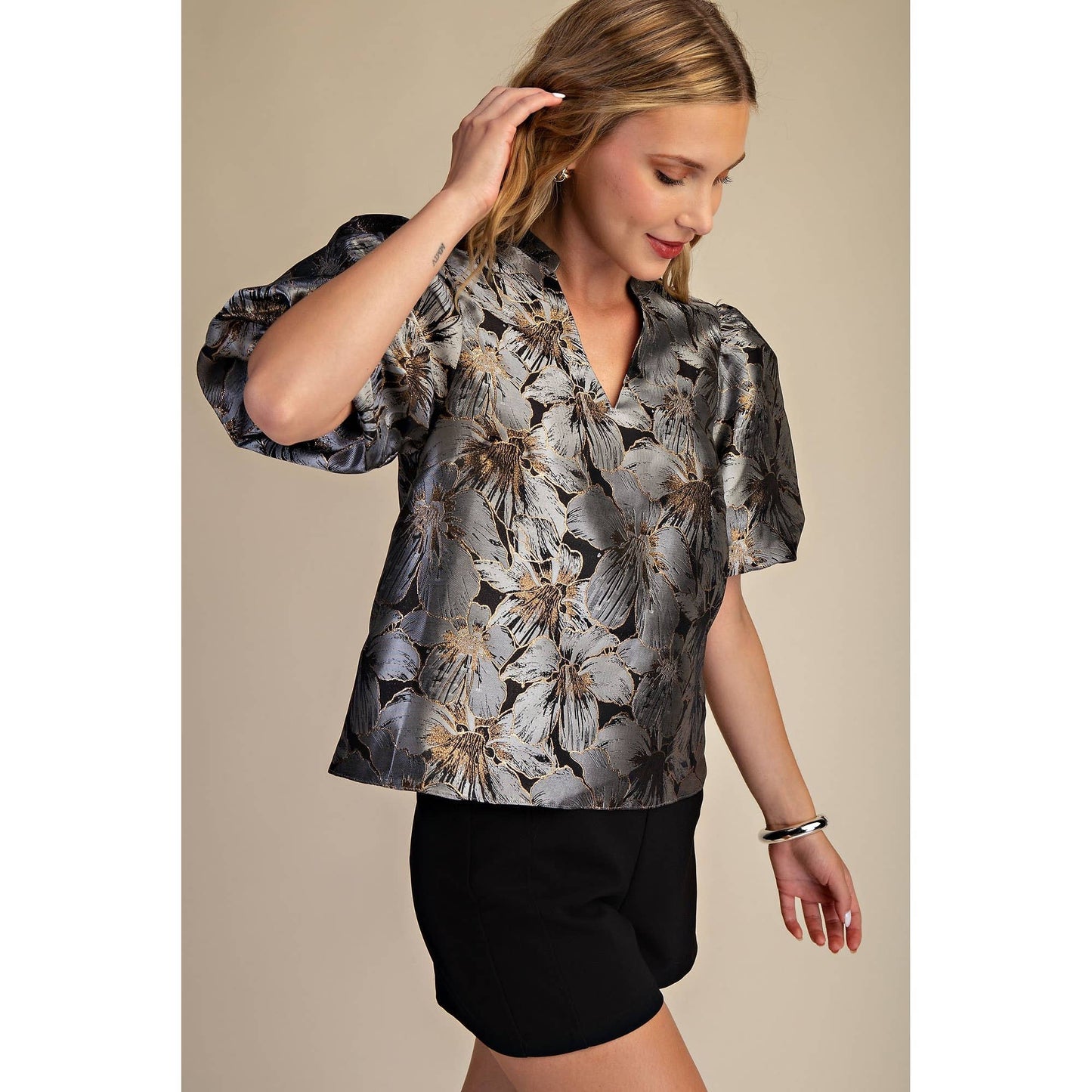 V-Neck Puff Sleeve Top
