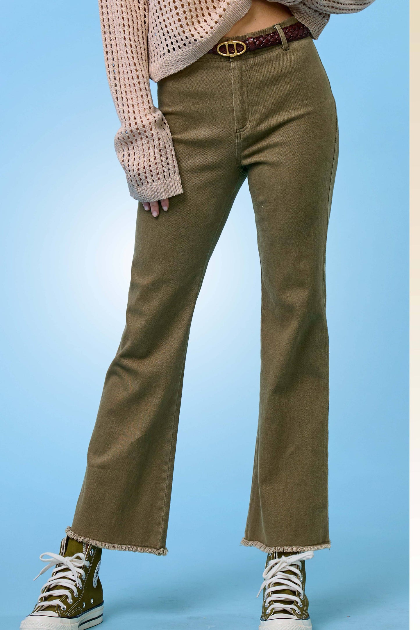 Soft Washed Stretchy High Waisted Flare Pants