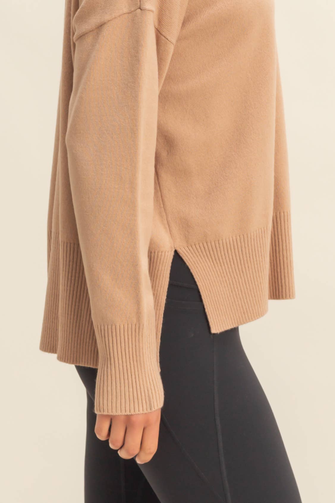 Round Roll Neck Drop Shoulder Sweater