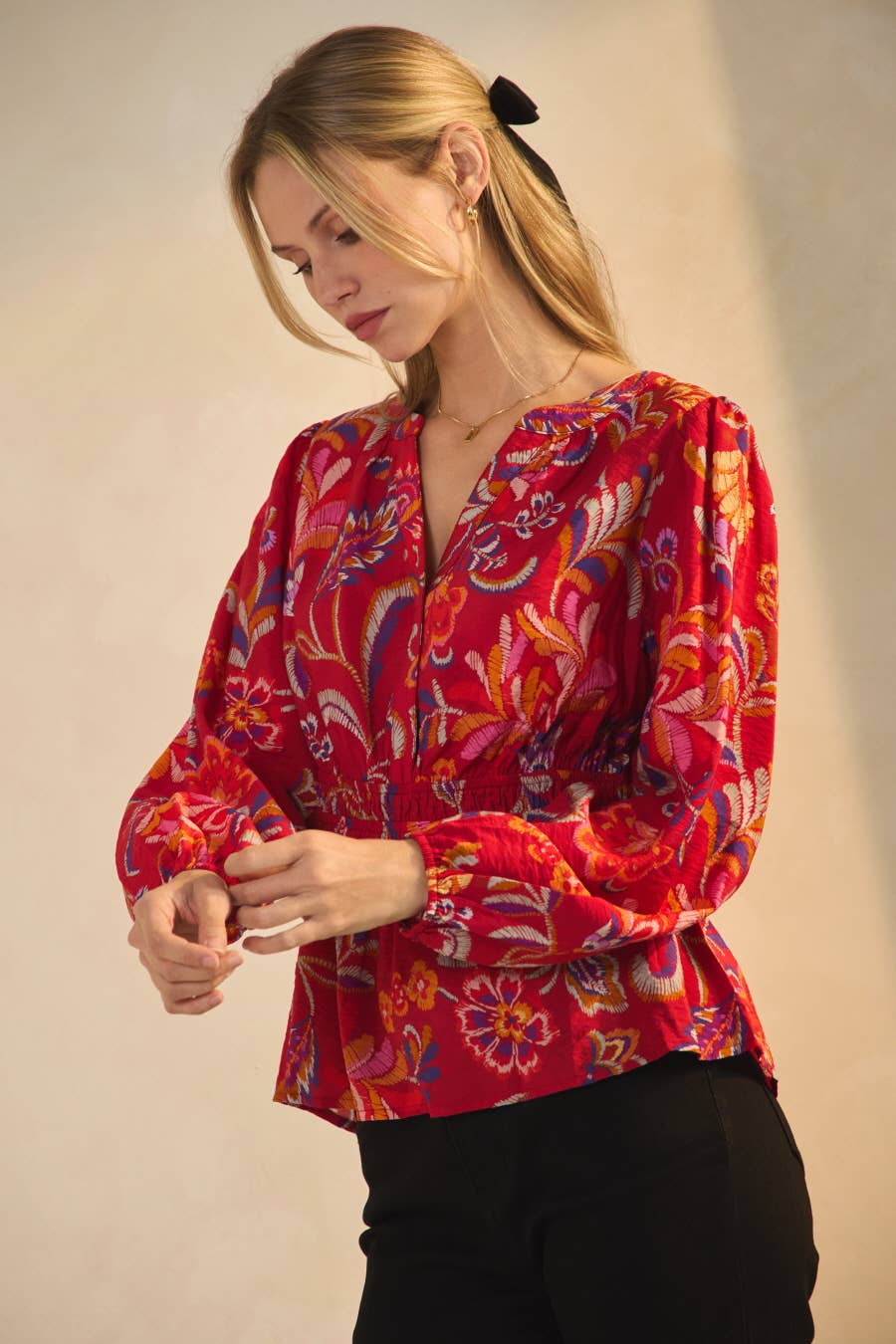 Floral Printed Peplum Style Blouse