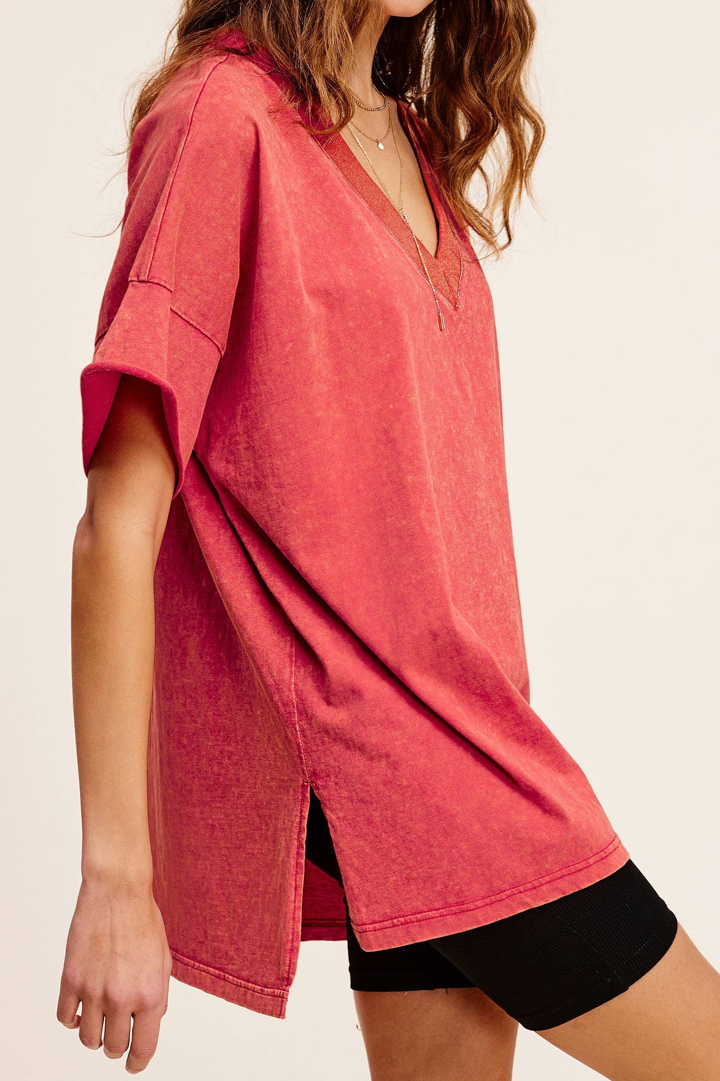 Mineral Washed  Short Sleeve Top