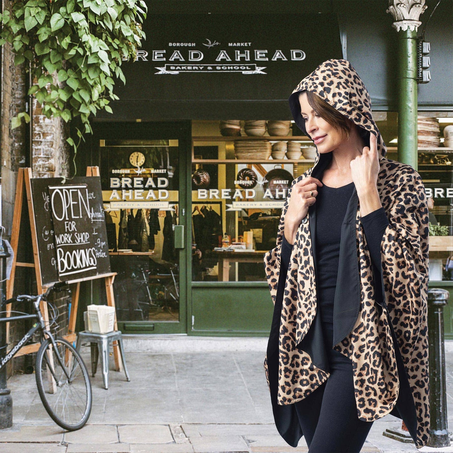 Black and Leopard Rain & Travel Cape