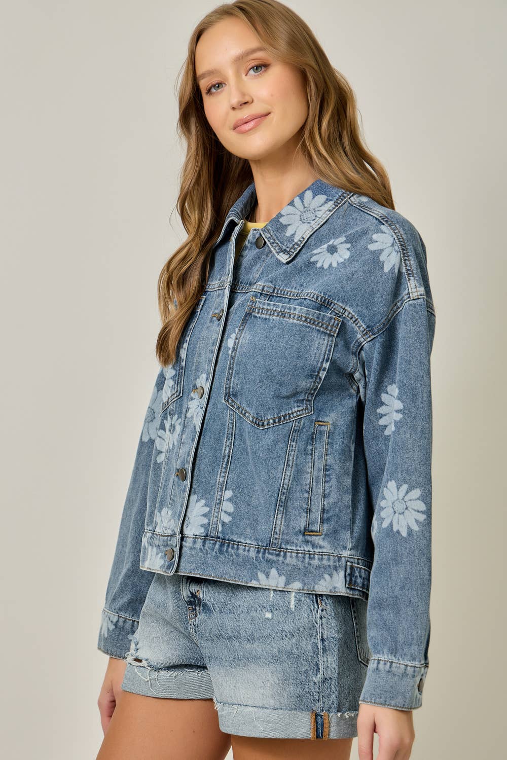 Floral Printed Denim Jacket