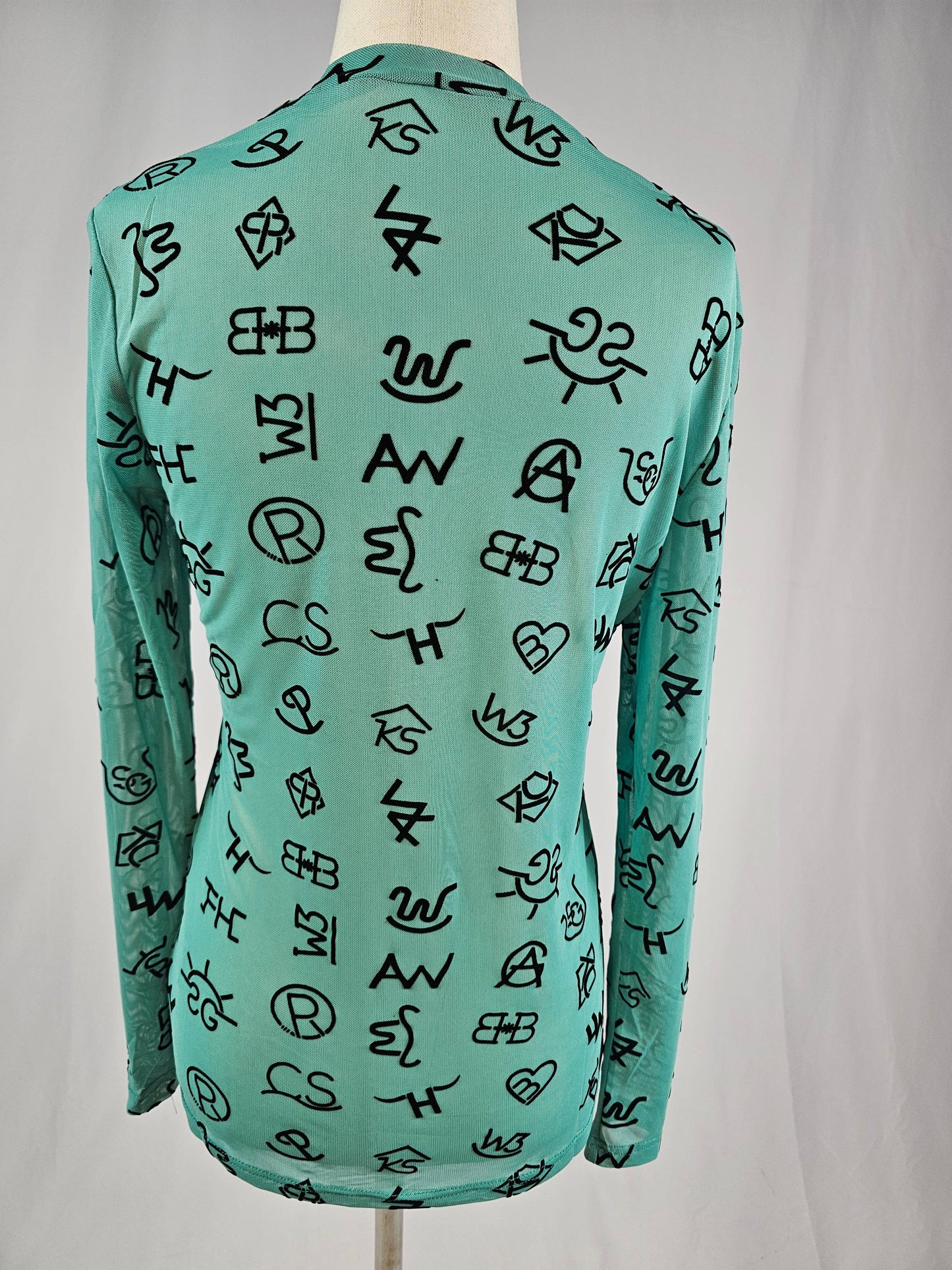 Branded 3D Print Mesh Top - Turquoise