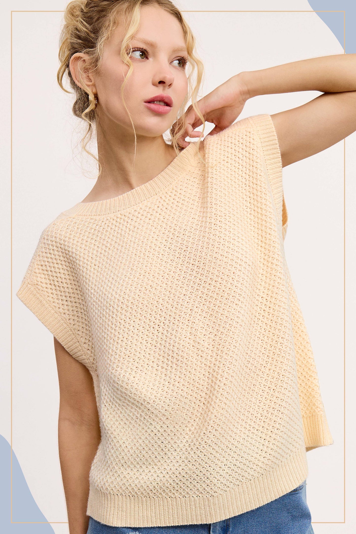 Loose Fit Round Neck Sweater Vest Top