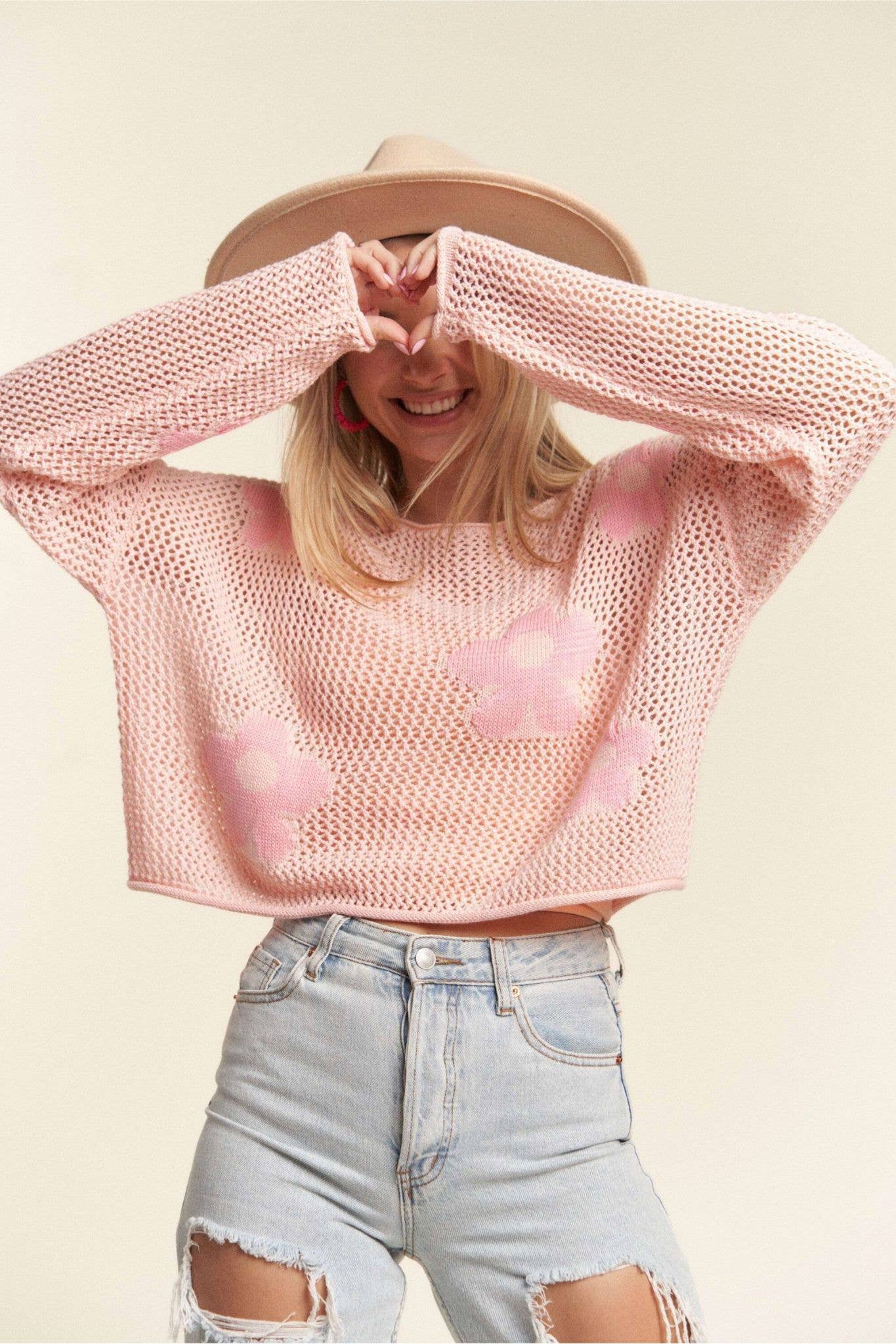 LIGHTWEIGHT FLORAL SWEATER TOP