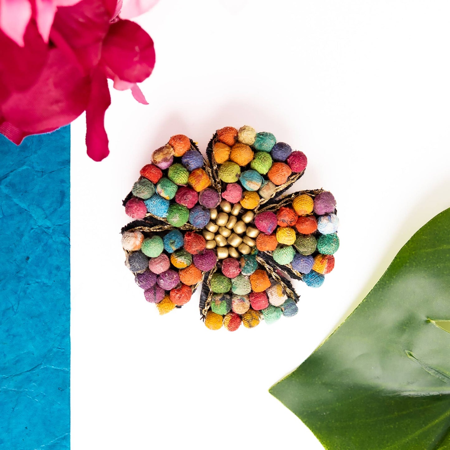 Kantha Floral Mosaic Pin
