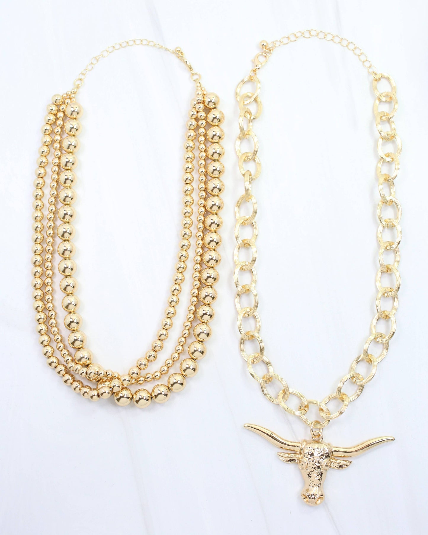 Bree Beaded Layered Necklace Bull Gold