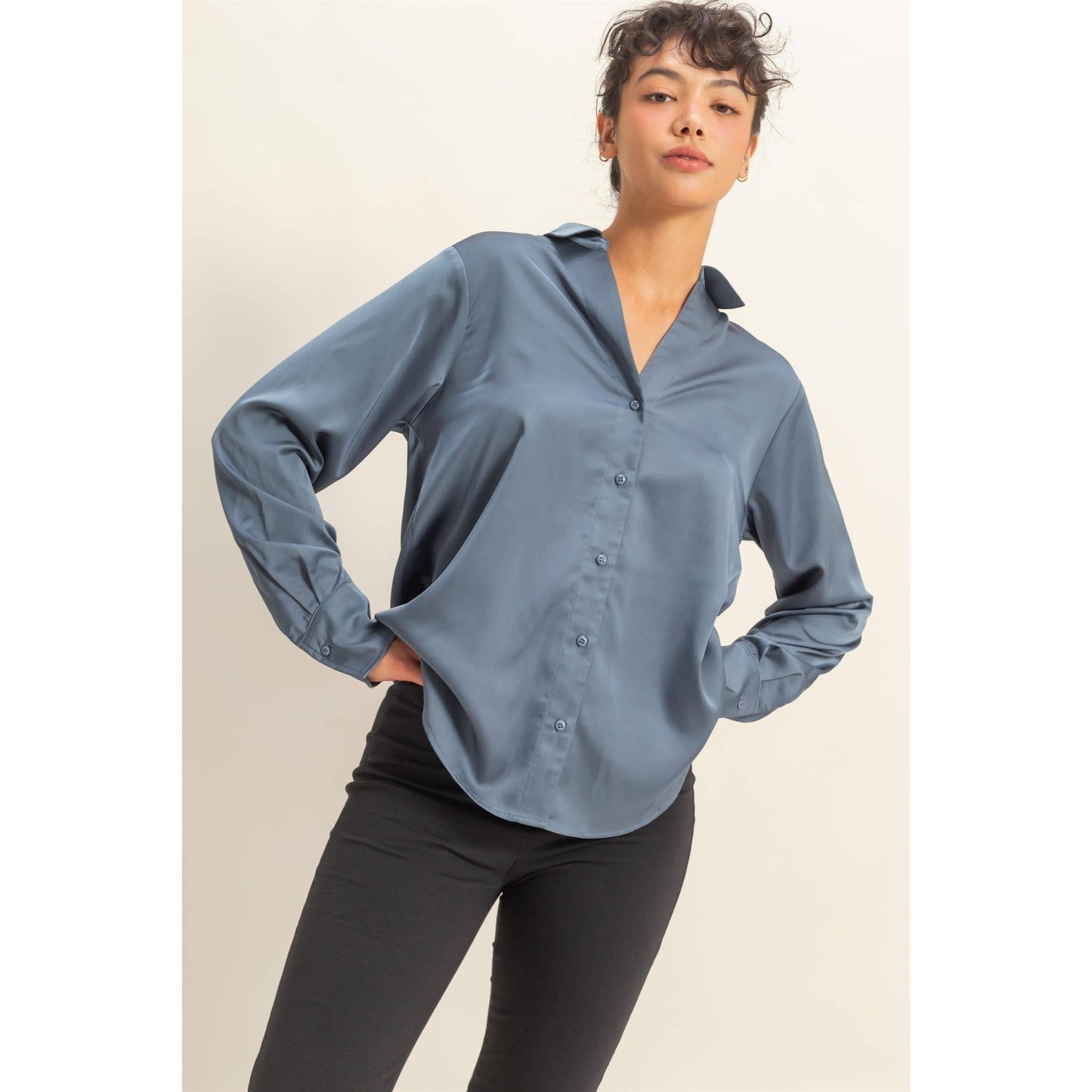 Button-Up Satin Shirt