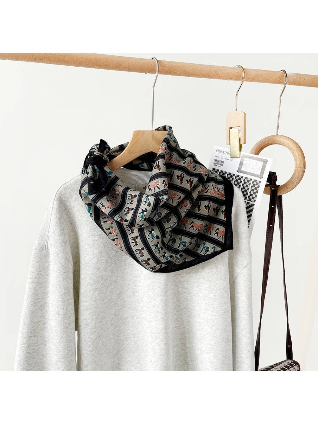 Stripe Animal Print Square Scarf