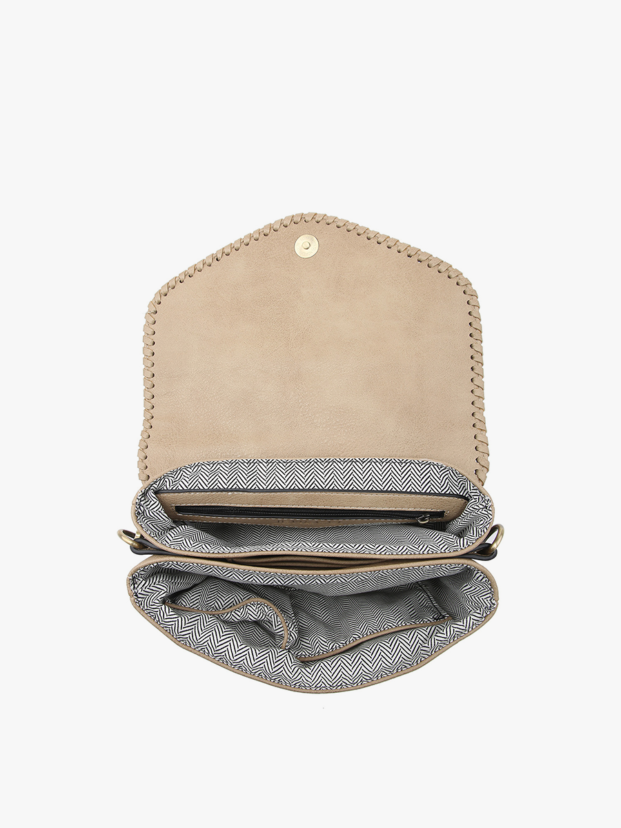 Sloane Flapover Crossbody w/ Whipstitch and Tassel