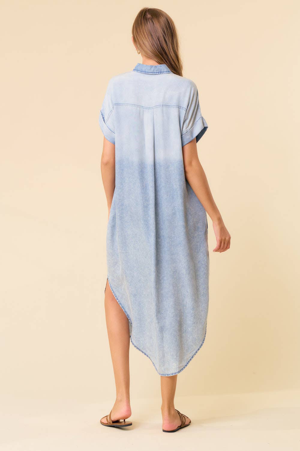 DOLMAN SHORT SLEEVE TENCEL DENIM SHIRTDRESS