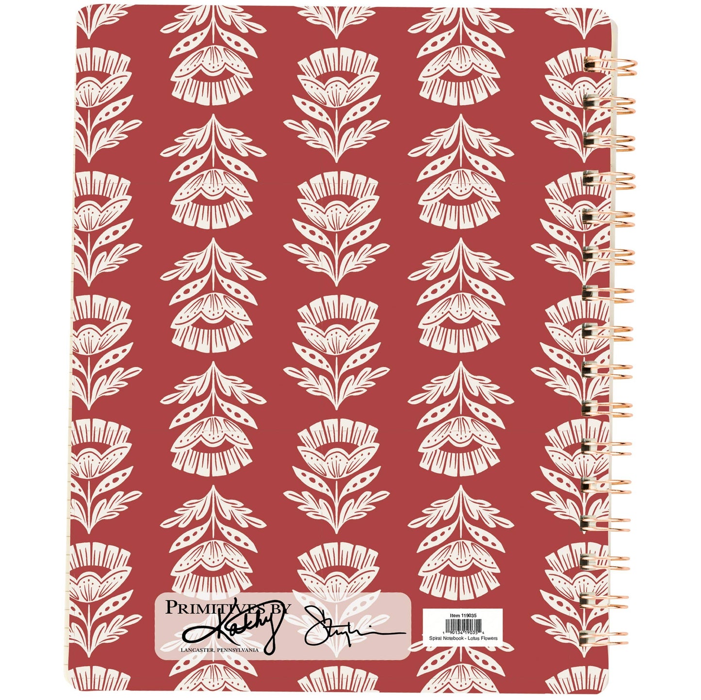 Red Folk Floral Spiral Notebook