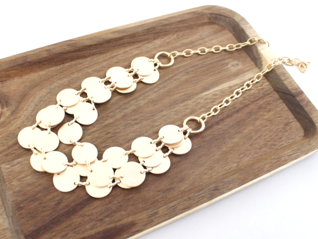 3 Row Round Disk Chain Necklace