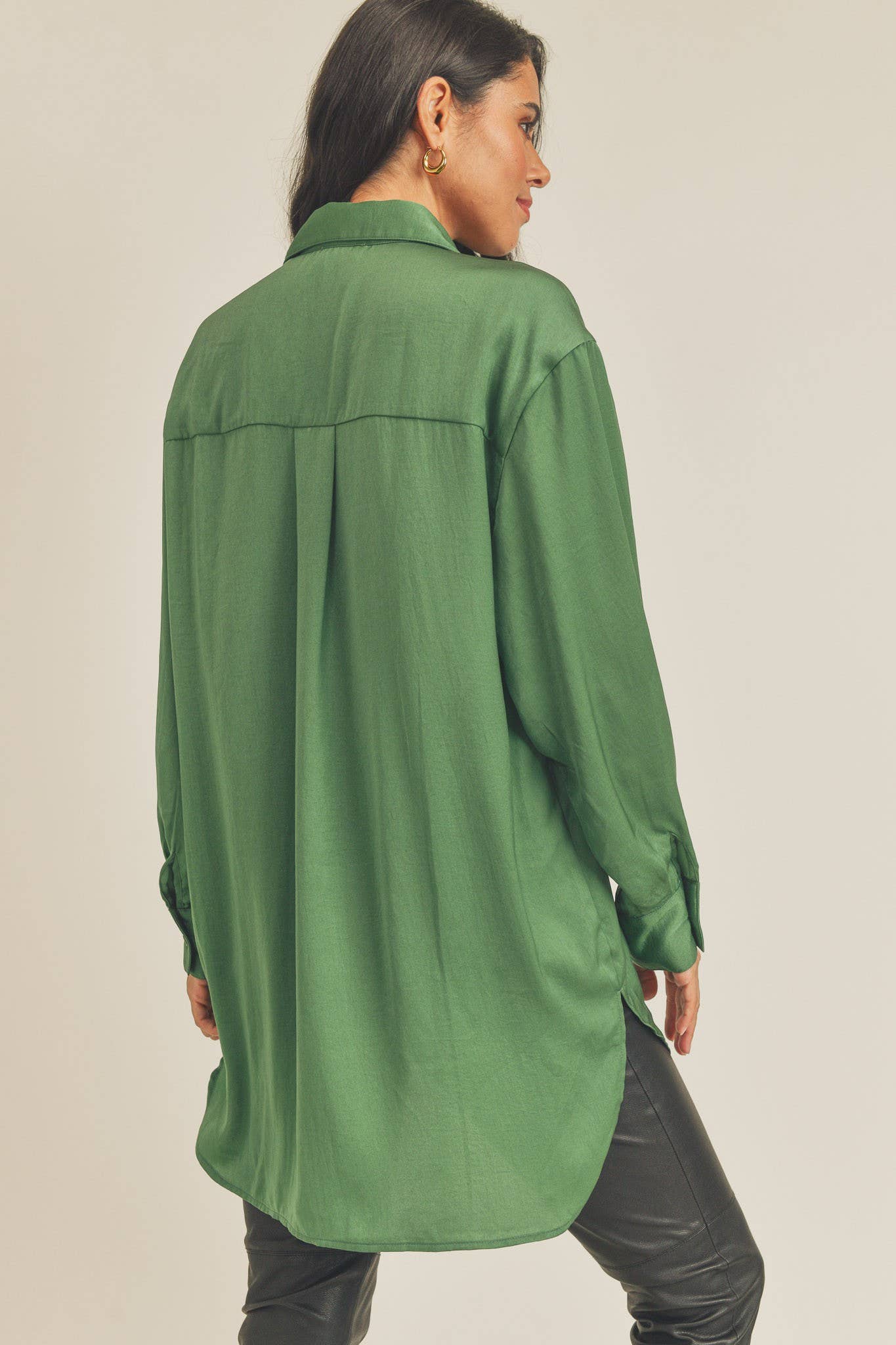 COLLARED BUTTON DOWN TUNIC SHIRT