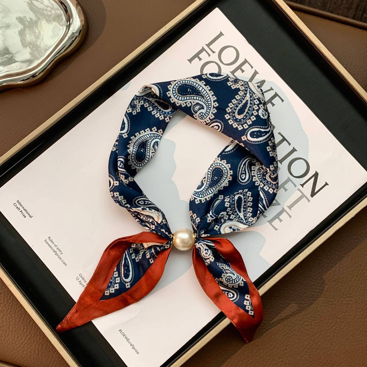 Long Scarf Pearl Magnetic Clasp Versatile Women
