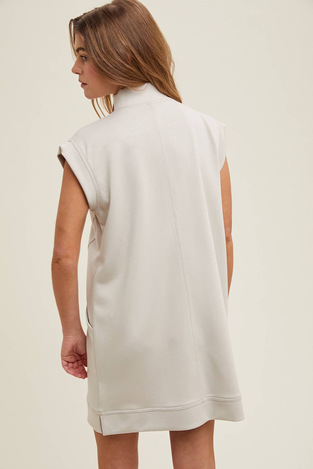 SCUBA HALF-ZIP MINI DRESS