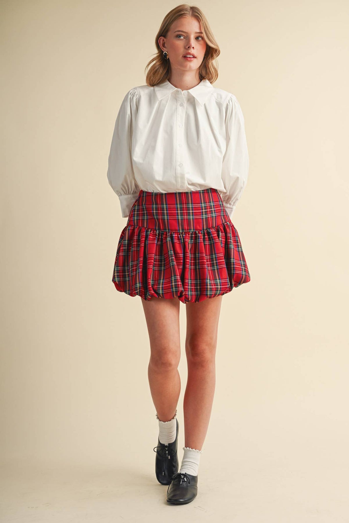 PUFF SLEEVE BUTTON DOWN TOP