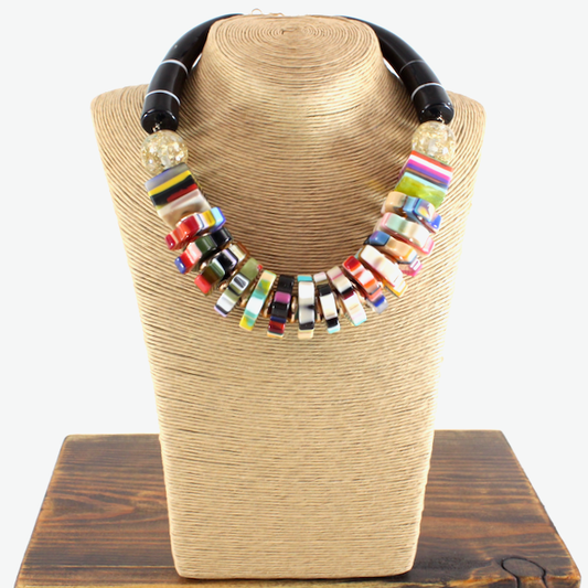 Flower Beads Statement Collar Necklace