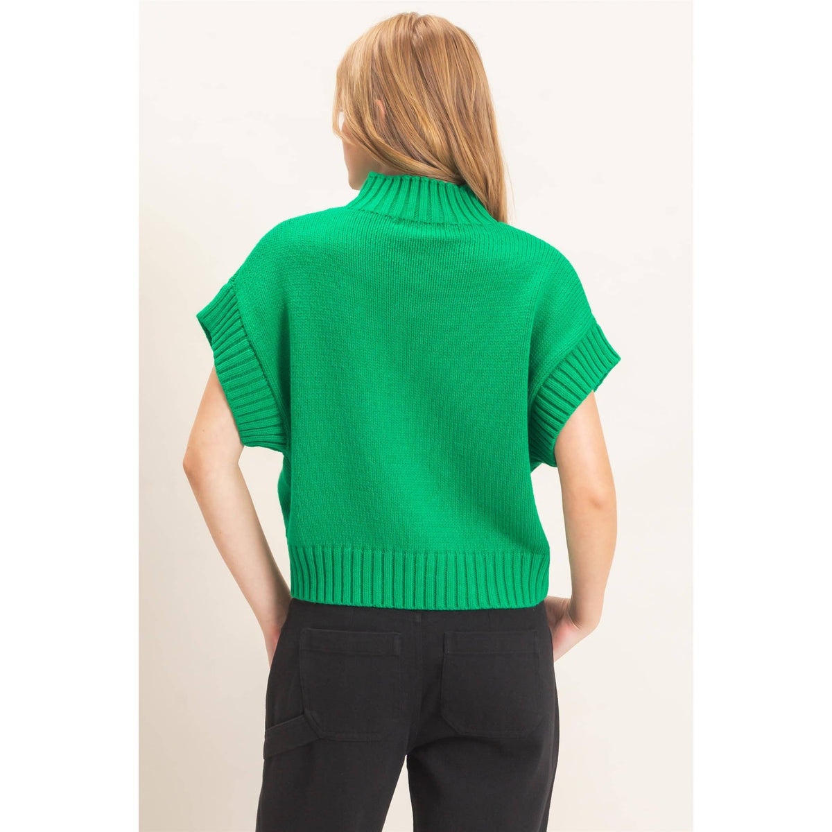 Ribbed Mock Neck Sweater Vest