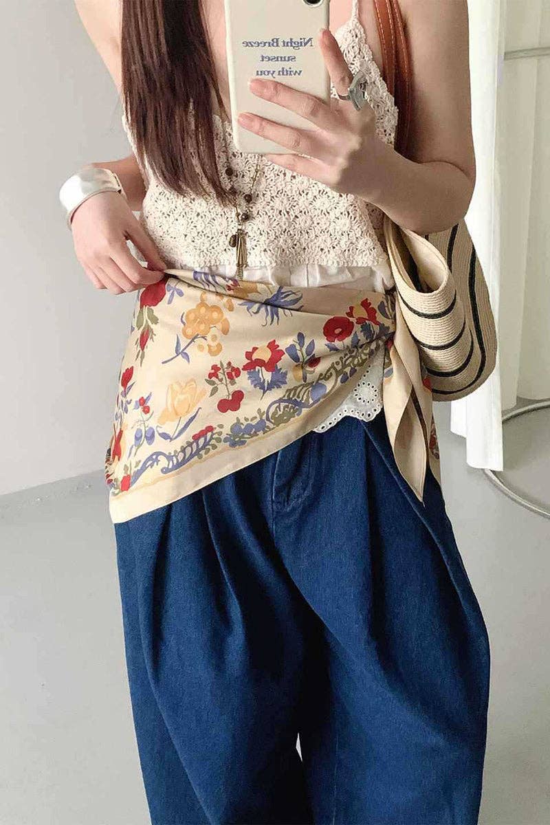 Floral Print Tie-Waist Scarf