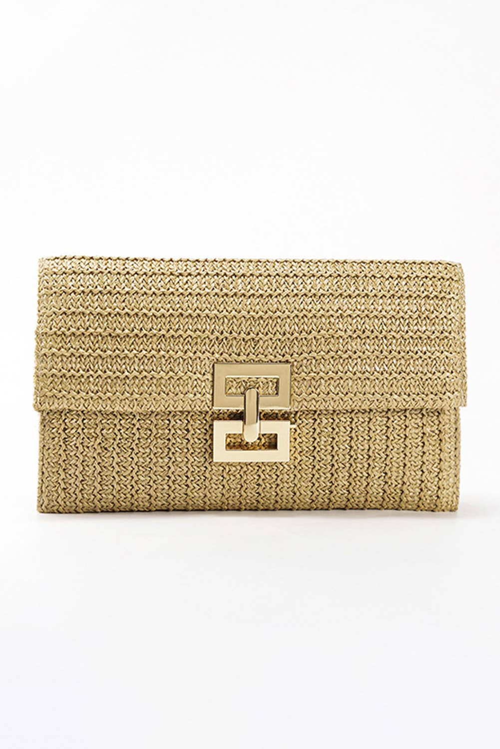 Woven Metal Clasp Flap Handbag