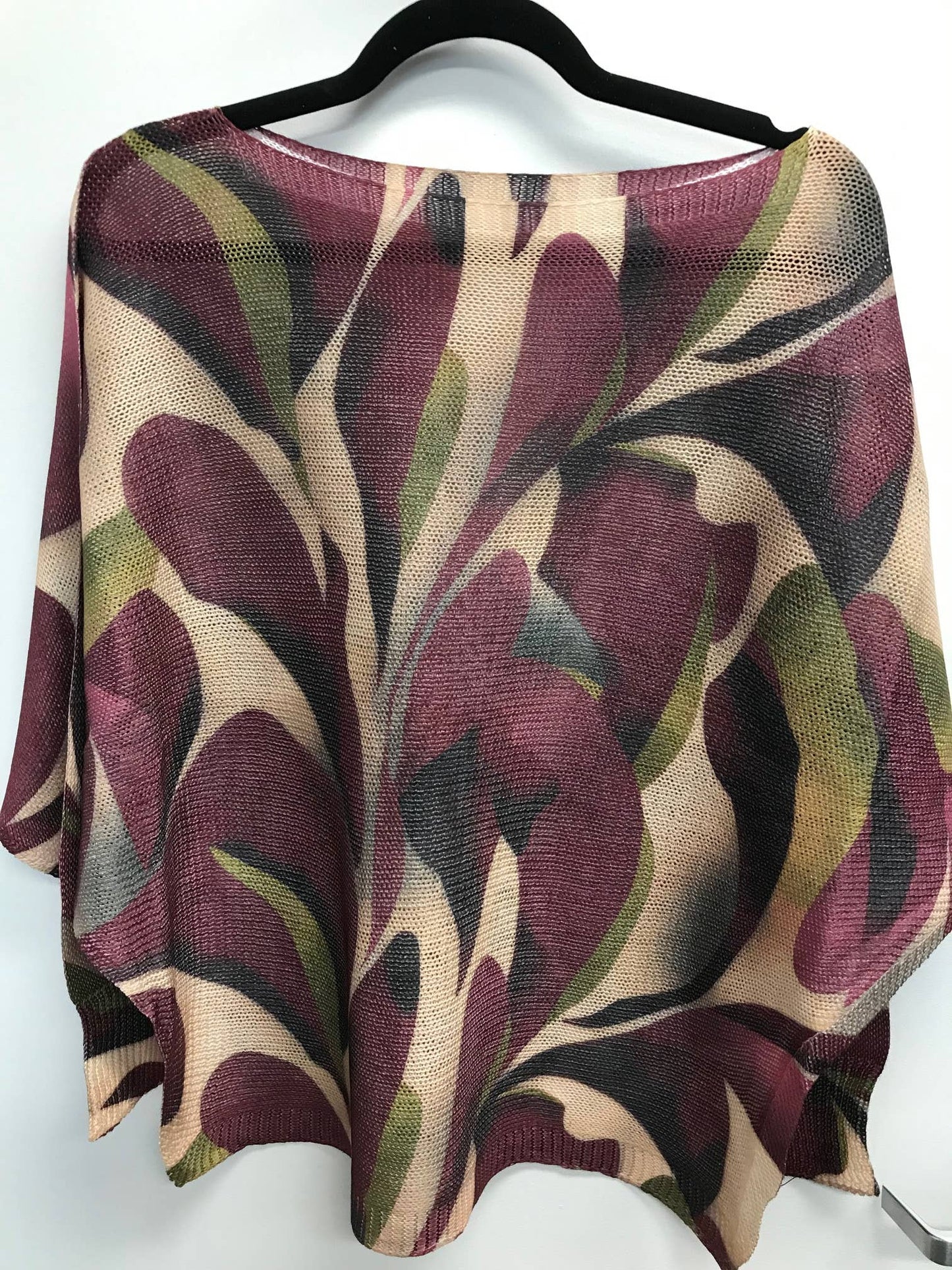 Plum Leaves Fall Round Neck Knit Printed Sweater