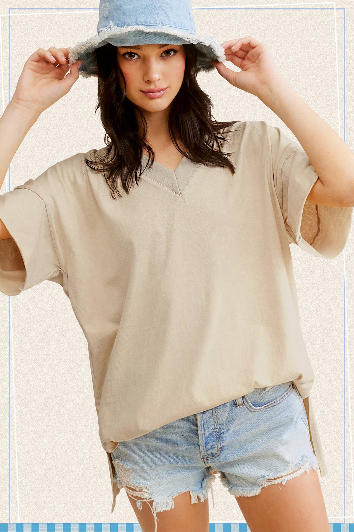 Mineral Washed  Short Sleeve Top