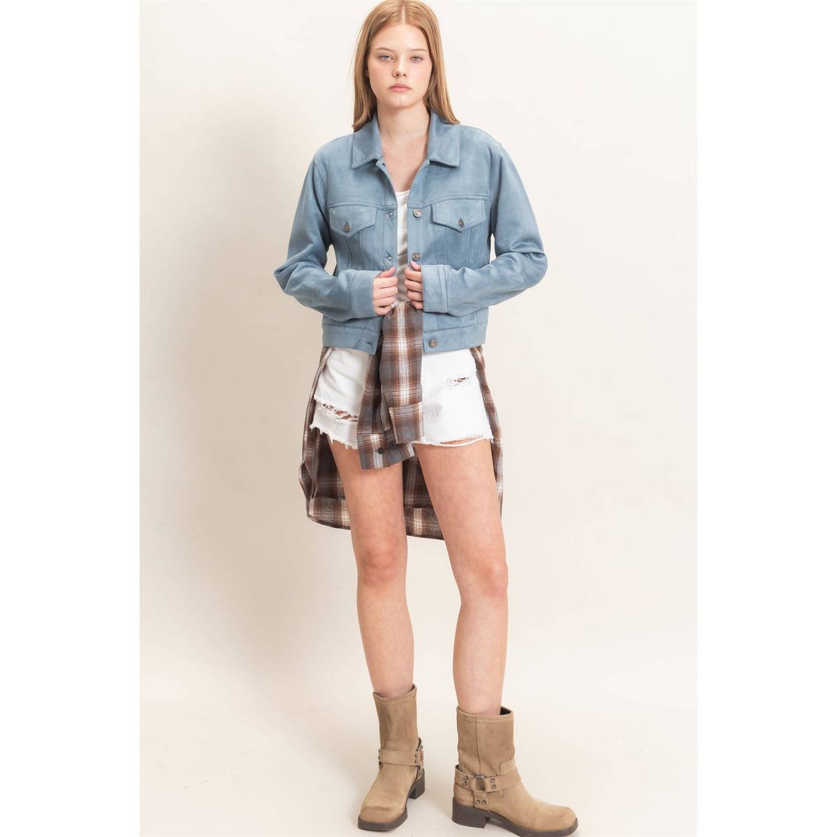 Button-Up Suede Jacket