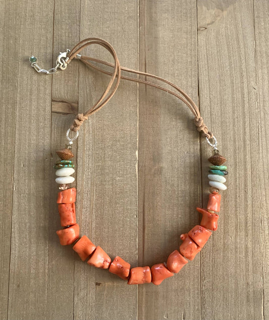 Let’s Flamingle- bamboo coral beachy necklace