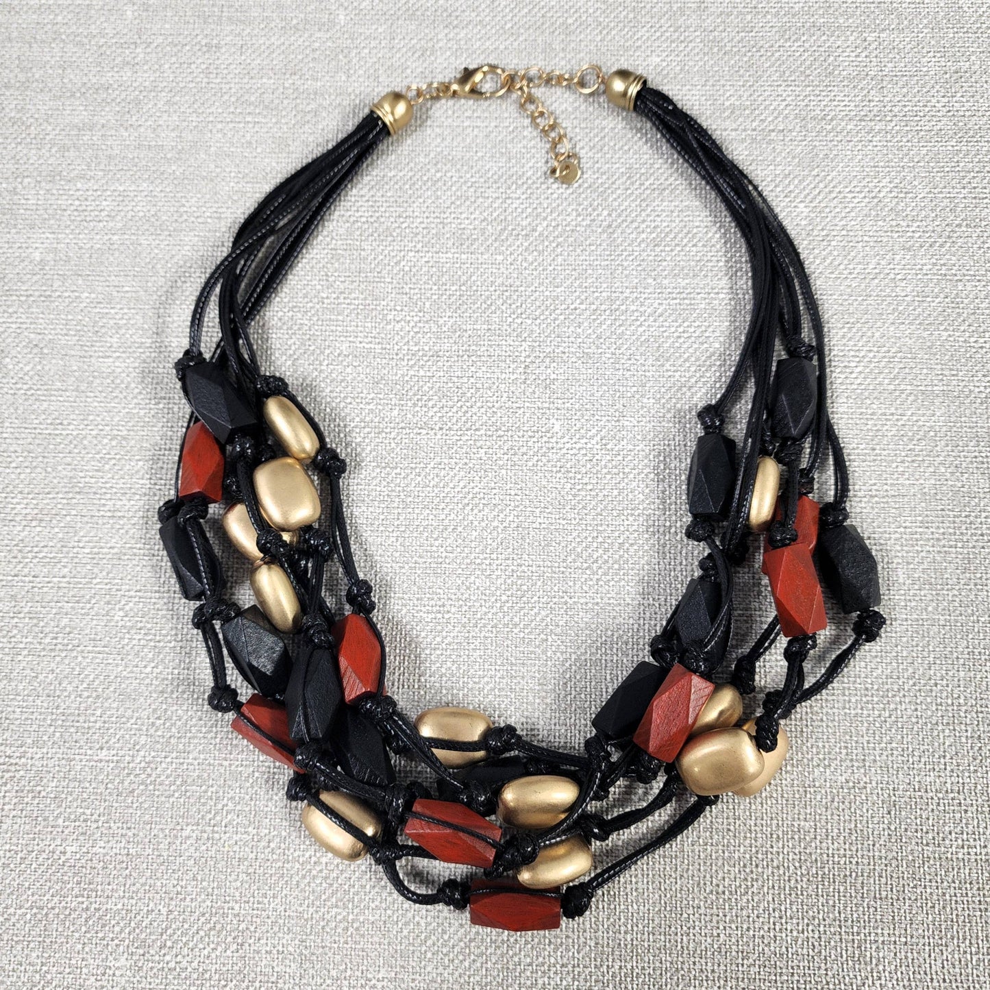Red & Gold Multi Strand Necklace