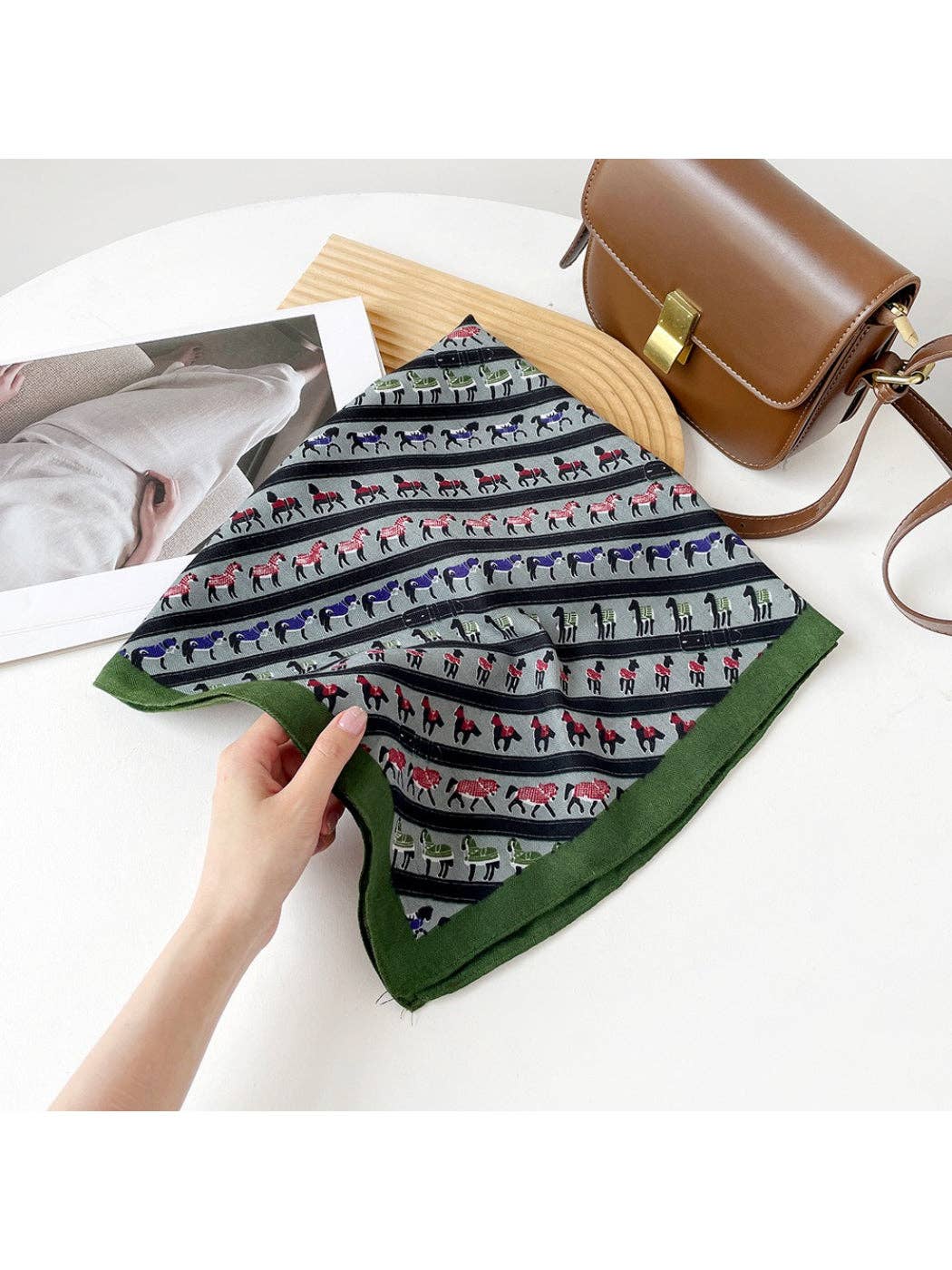 Stripe Animal Print Square Scarf