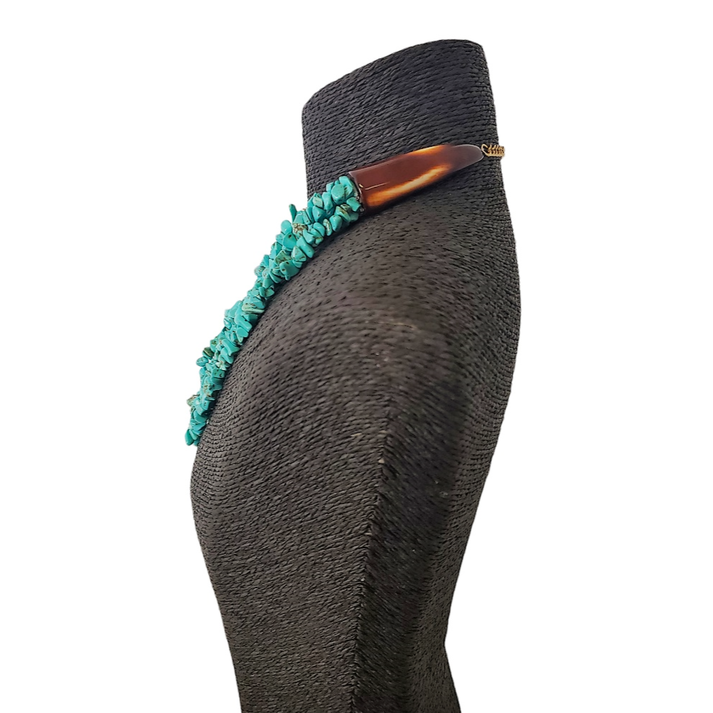 Multi-Strand Turquoise Chip & Brown Horn
