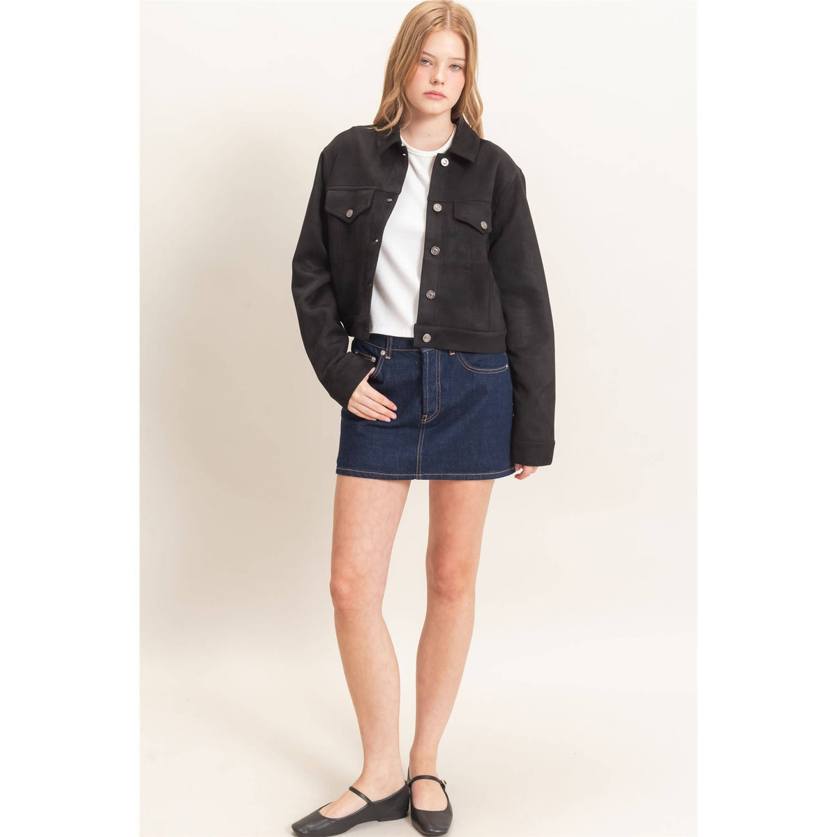 Button-Up Suede Jacket