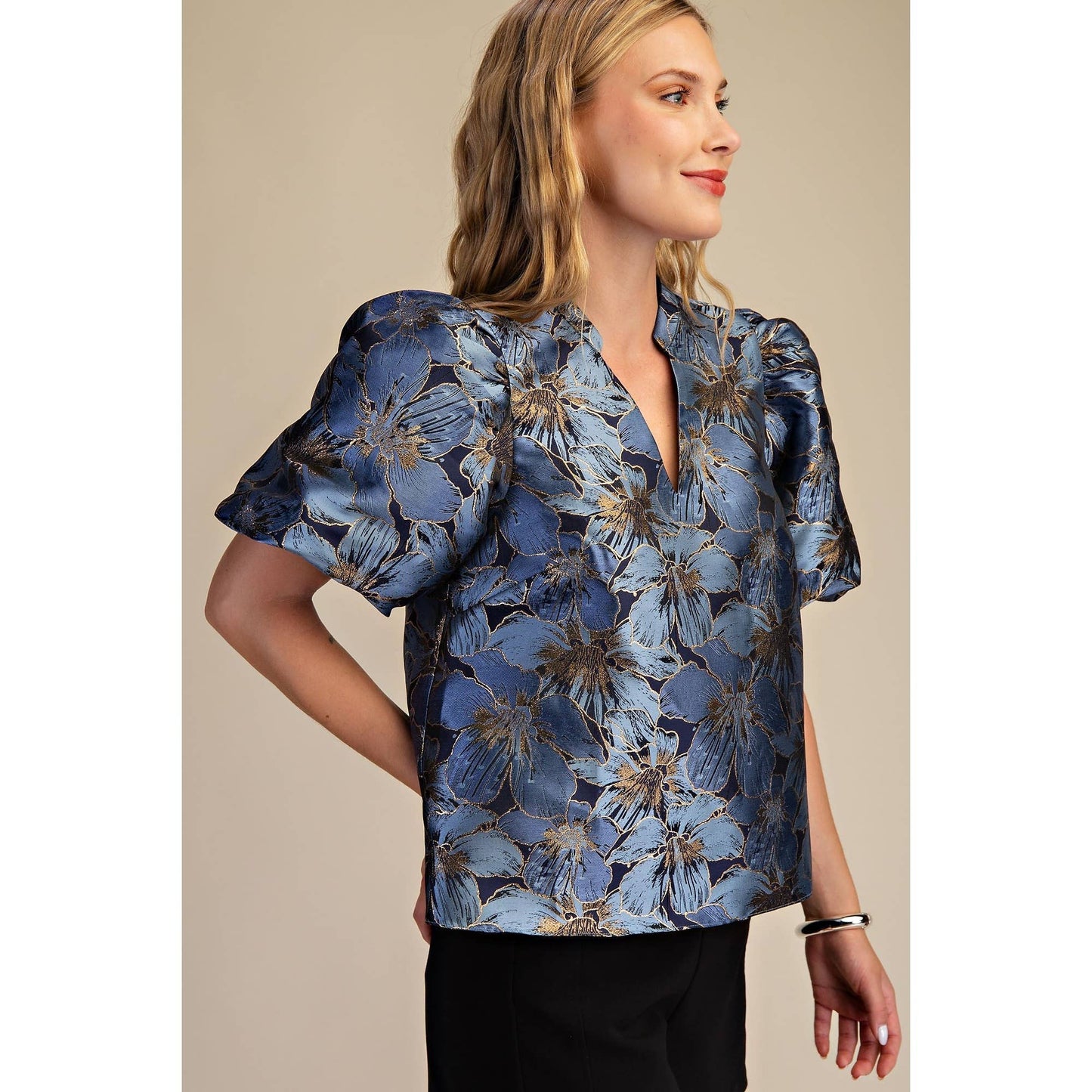 V-Neck Puff Sleeve Top