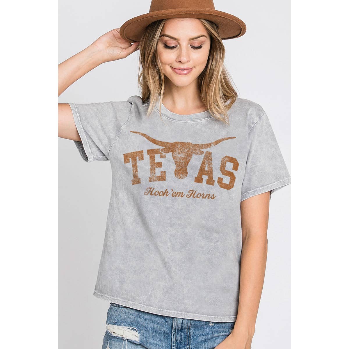 TEXAS HOOK EM HORNS MINERAL GRAPHIC TOP