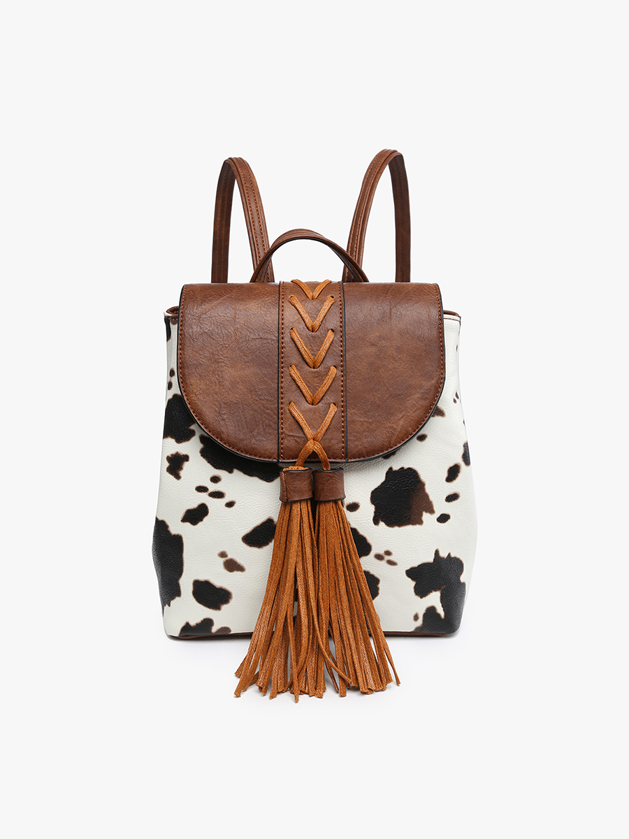 Eleanora Straw Backpack w/ Vegan Leather Detail