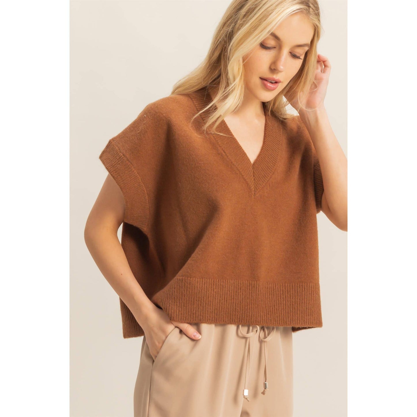 Oversized V-Neck Sweater Vest