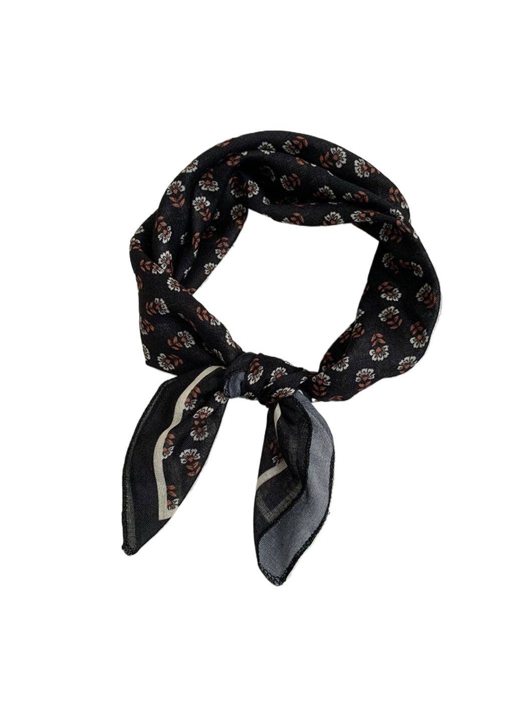 Haila - 20" Classic Square Headscarf - Flower Print