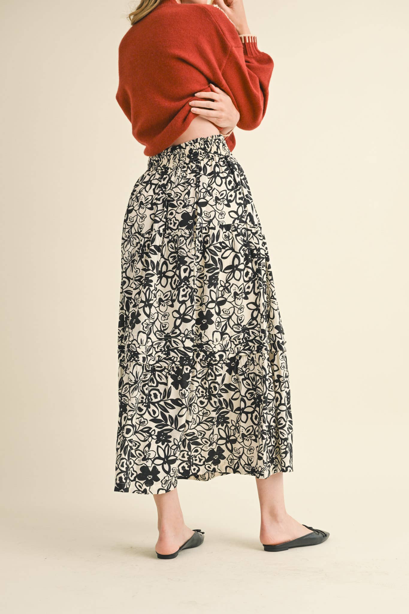 FLORAL PRINT  MIDI SKIRT