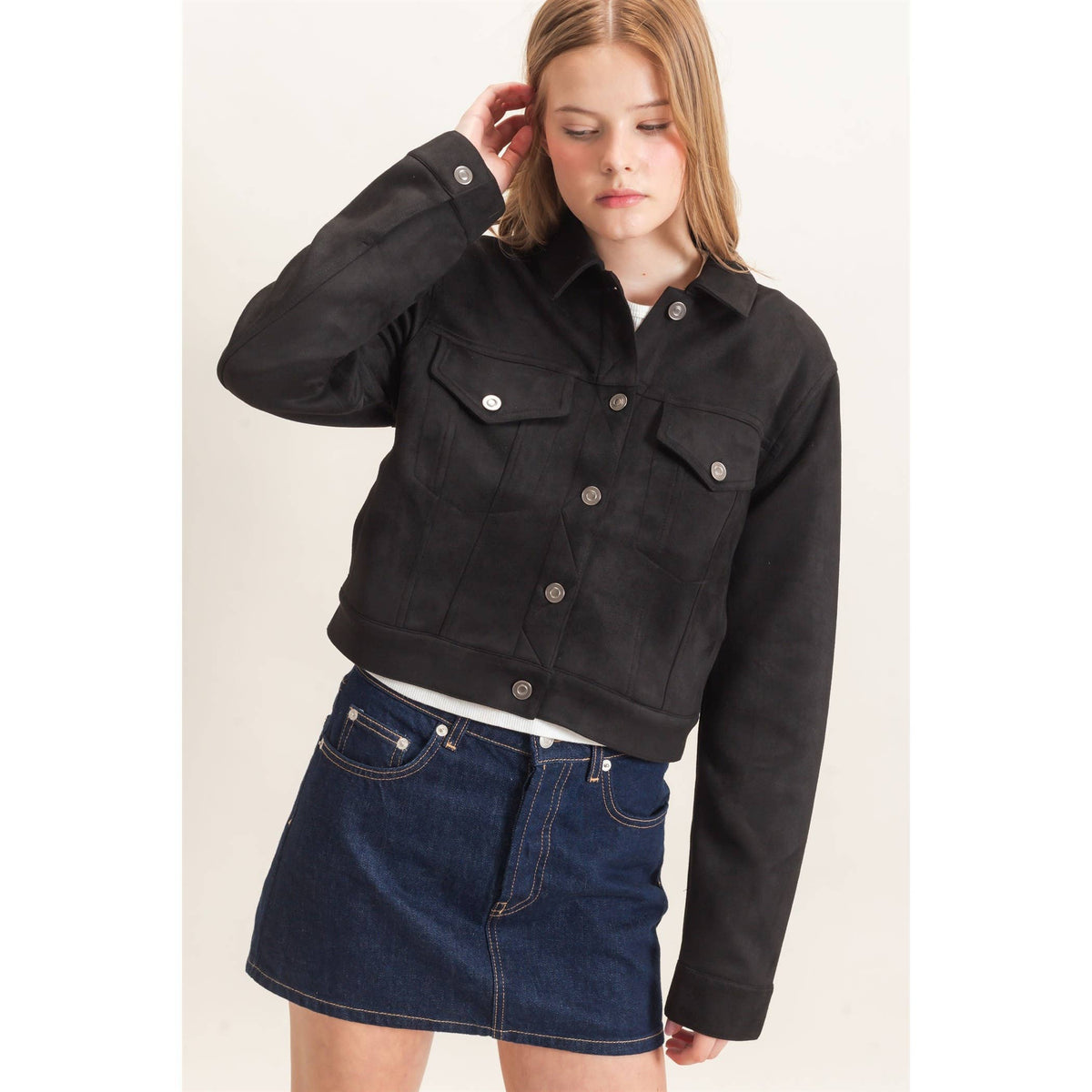 Button-Up Suede Jacket