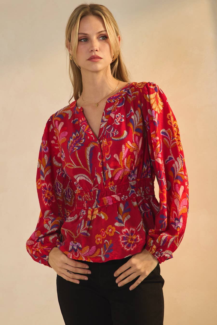 Floral Printed Peplum Style Blouse