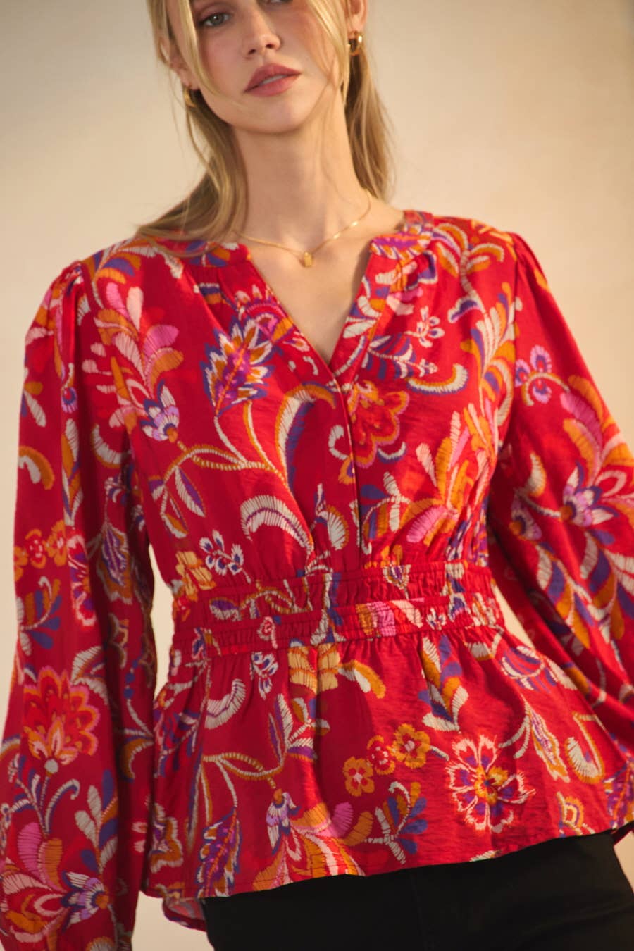 Floral Printed Peplum Style Blouse