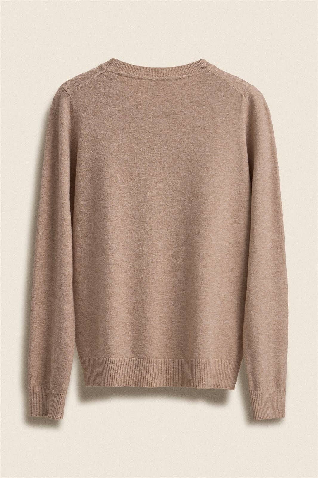 Soft Viscose Blend Crewneck Knit Pullover