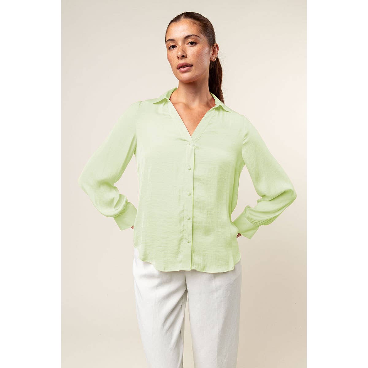 Classic V-Neck Button Down
