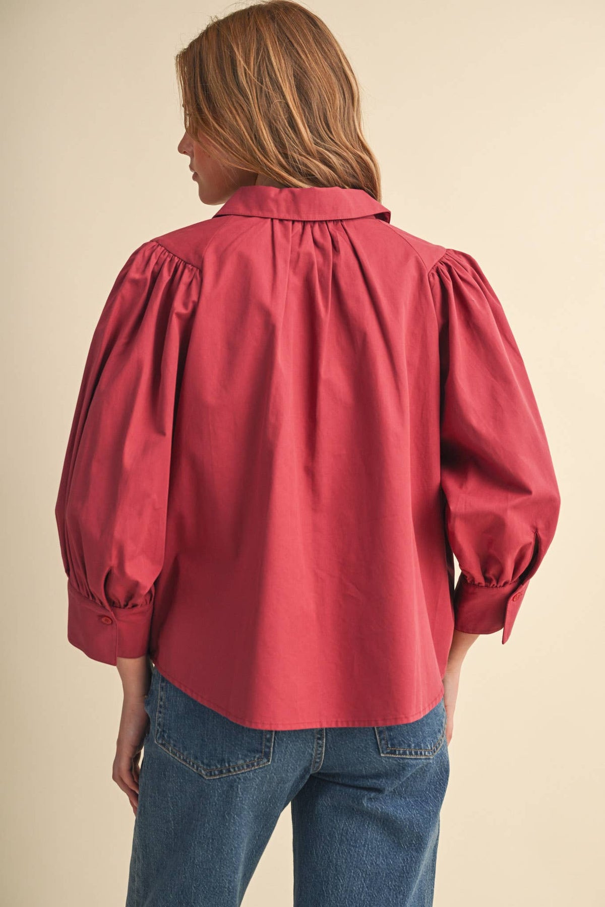 PUFF SLEEVE BUTTON DOWN TOP