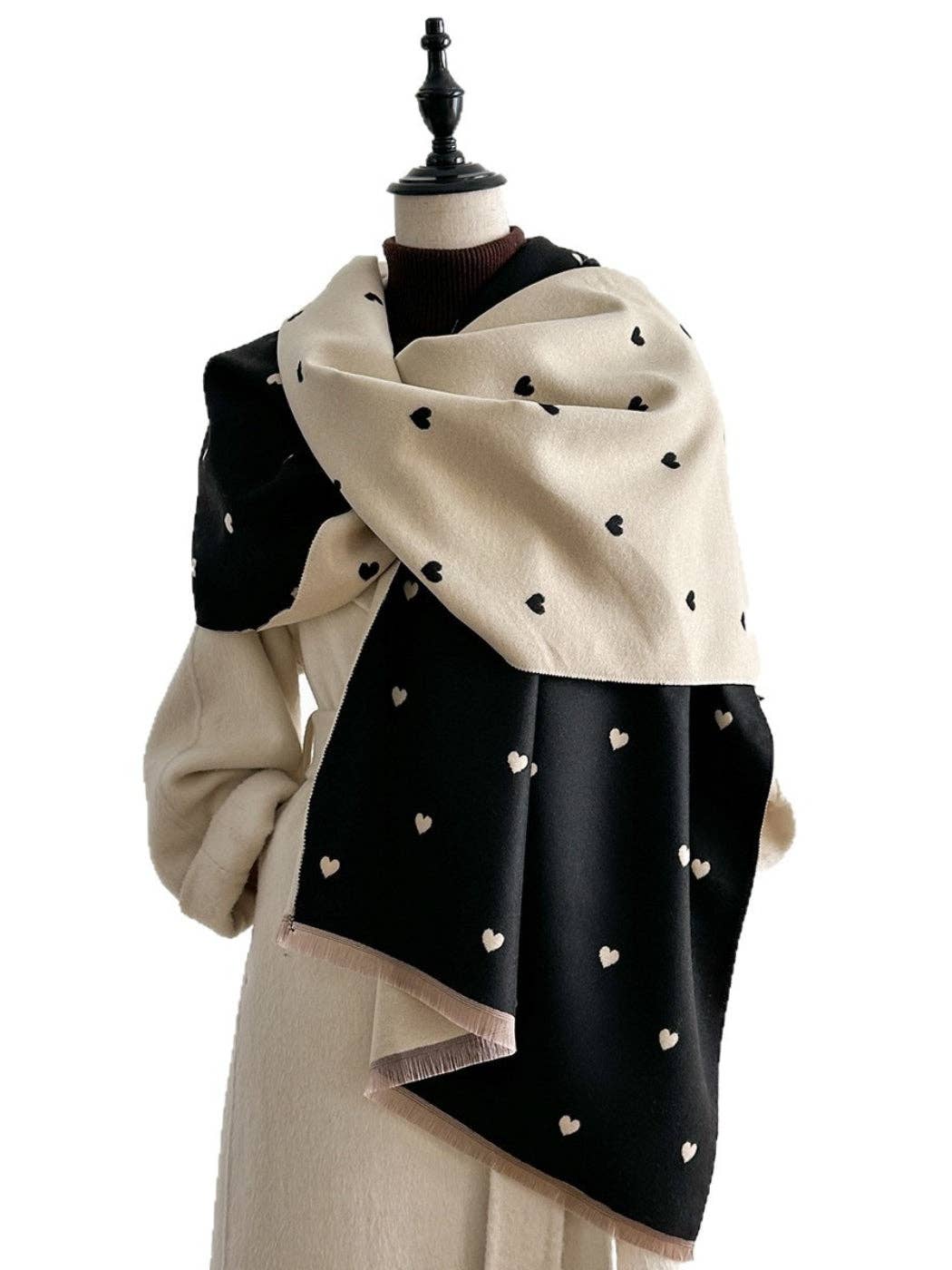 Reversible Heart Print Scarf & Wrap