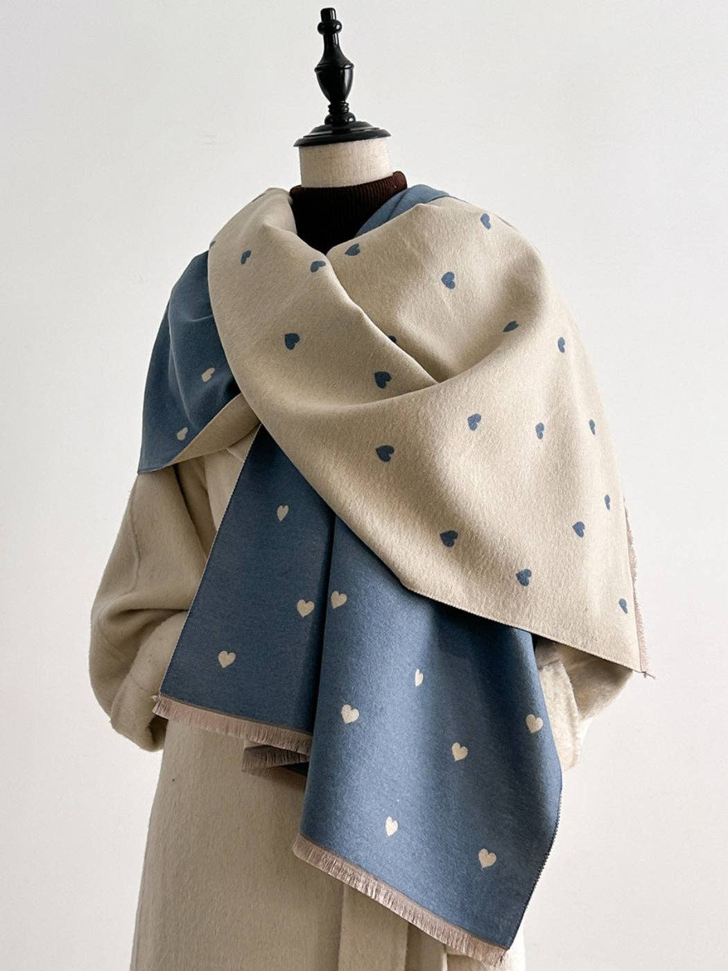 Reversible Heart Print Scarf & Wrap