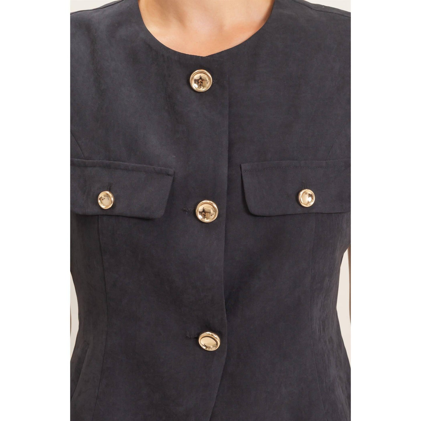 Buttoned Sleeveless Utility Vest