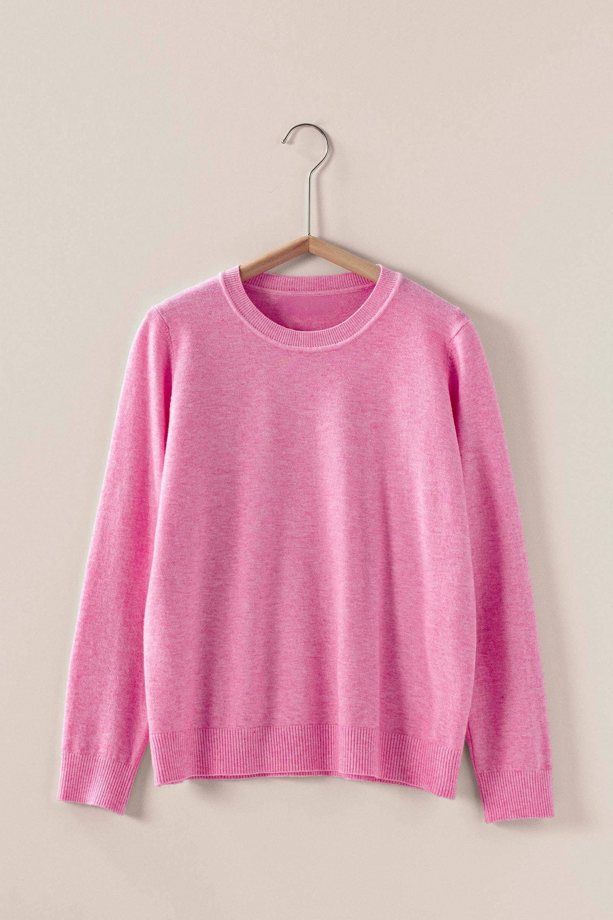 Soft Viscose Blend Crewneck Knit Pullover